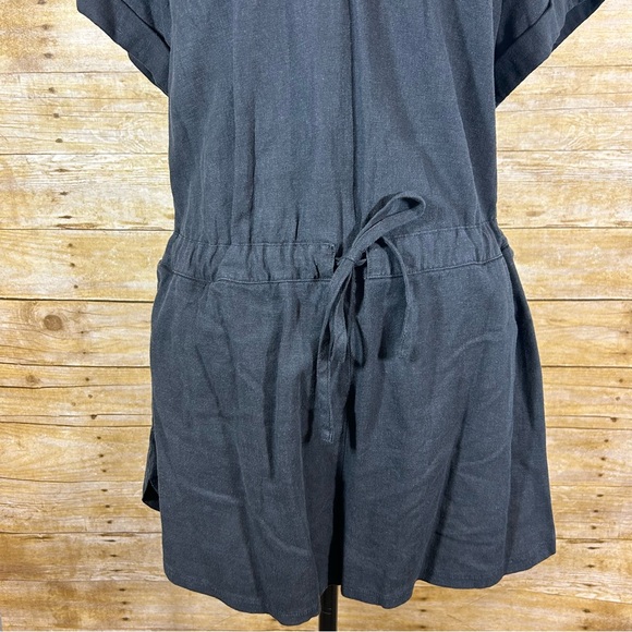 Universal Thread Black Linen Blend Romper Size XS Pockets V Neck Tie Waist - Picture 7 of 13